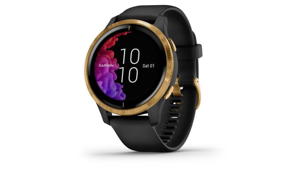 Garmin Venu GPS Smartwatch, Black/Gold, 010-02173-31