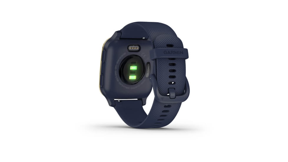 Garmin Venu SQ GPS Smartwatch - Music Edition, Light Gold Aluminum Bezel with Navy Case and Silicone Band, 010-02426-02