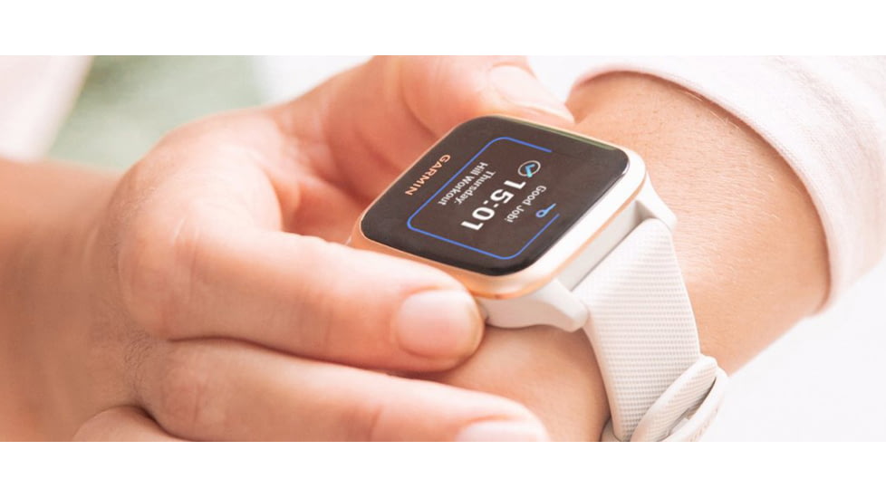 Garmin Venu SQ GPS Smartwatch - Music Edition, Rose Gold Aluminum Bezel with Light Sand Case and Silicone Band, 010-02426-01