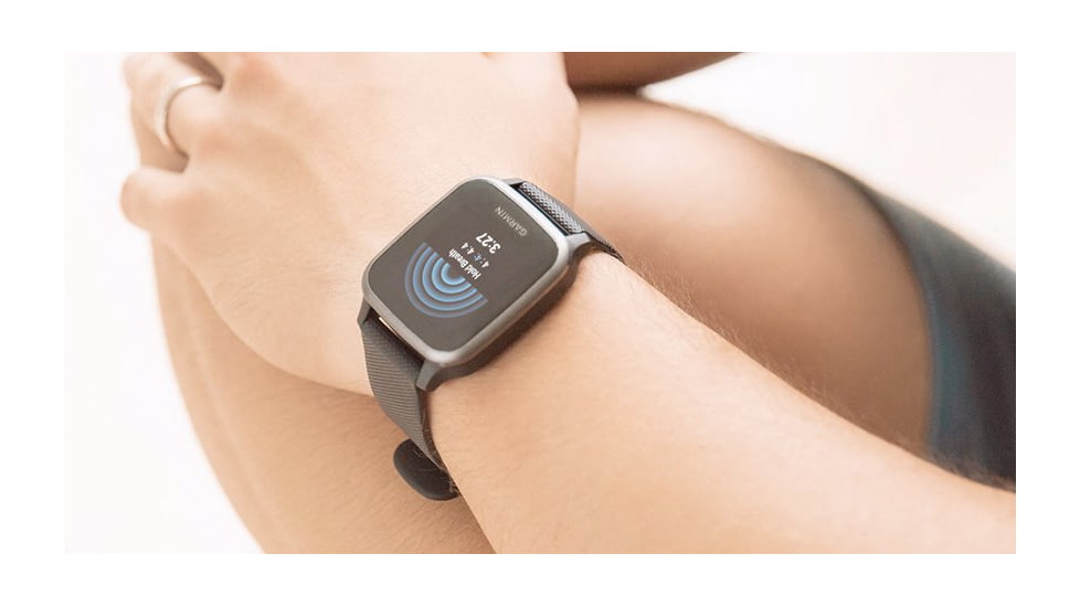 Garmin Venu SQ GPS Smartwatch - Music Edition, Slate Aluminum Bezel with Black Case and Silicone Band, 010-02426-00