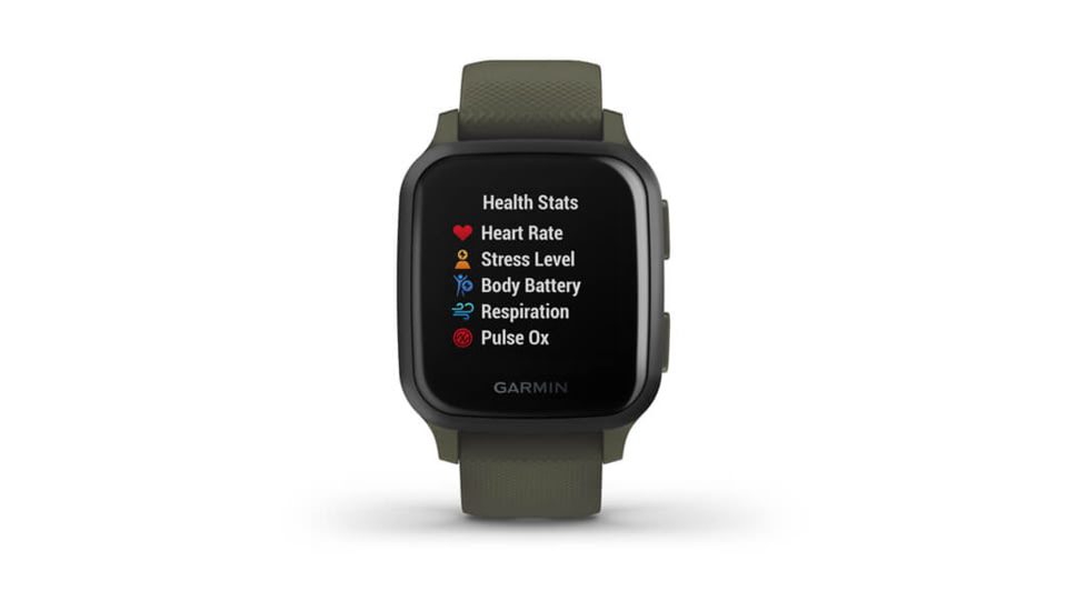 Garmin Venu SQ GPS Smartwatch - Music Edition, Slate Aluminum Bezel with Moss Case and Silicone Band, 010-02426-03