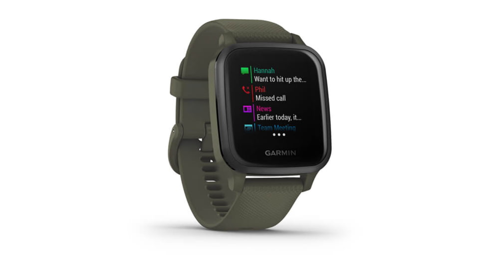 Garmin Venu SQ GPS Smartwatch - Music Edition, Slate Aluminum Bezel with Moss Case and Silicone Band, 010-02426-03
