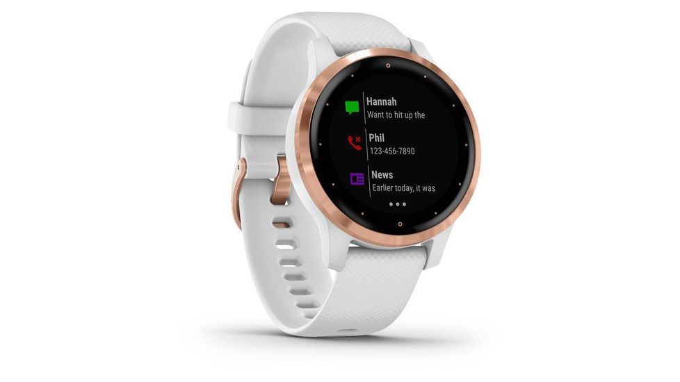 Garmin Vivoactive 4S GPS Smartwatch, White/Rose Gold, 010-02172-21