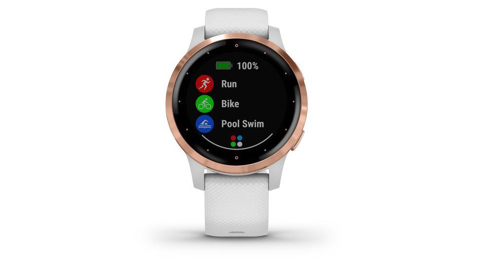 Garmin Vivoactive 4S GPS Smartwatch, White/Rose Gold, 010-02172-21