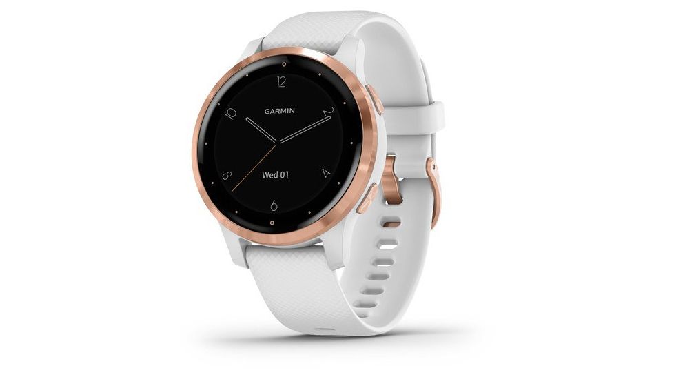 Garmin Vivoactive 4S GPS Smartwatch, White/Rose Gold, 010-02172-21