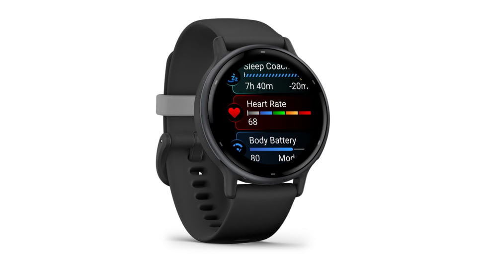 Garmin Vivoactive 5 Watch, Slate Aluminim Bezel w/ Black Case and Silicone Band, 010-02862-10