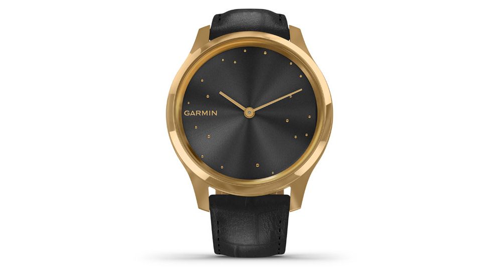 Garmin Vivomove 3 Luxe Hybrid Smartwatch w/Leather Band, 24K Gold/Black, 010-02241-02