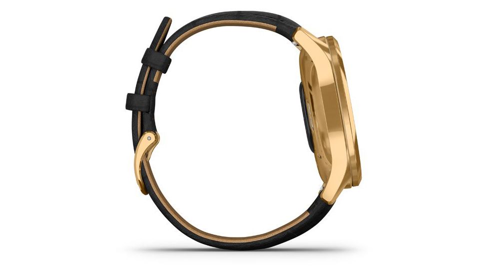Garmin Vivomove 3 Luxe Hybrid Smartwatch w/Leather Band, 24K Gold/Black, 010-02241-02