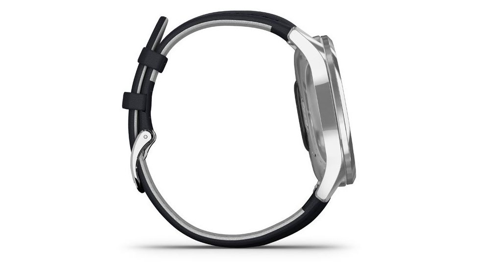 Garmin Vivomove 3 Luxe Hybrid Smartwatch w/Leather Band, Navy/Silver, 010-02241-00