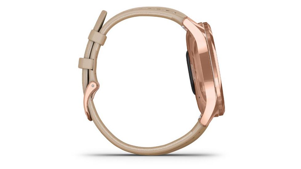 Garmin Vivomove 3 Luxe Hybrid Smartwatch w/Leather Band, Rose Gold/Light Sand, 010-02241-01