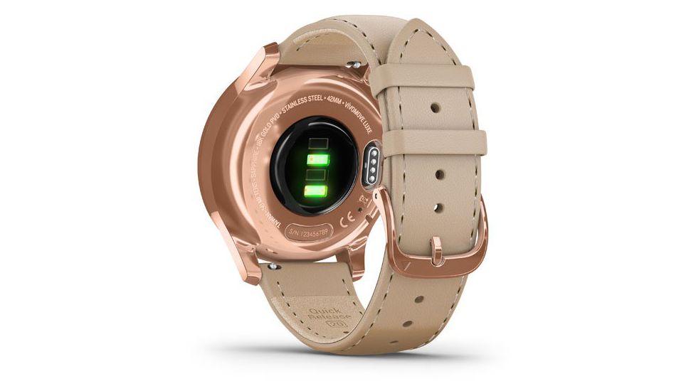Garmin Vivomove 3 Luxe Hybrid Smartwatch w/Leather Band, Rose Gold/Light Sand, 010-02241-01