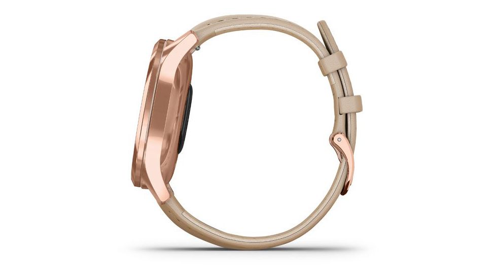 Garmin Vivomove 3 Luxe Hybrid Smartwatch w/Leather Band, Rose Gold/Light Sand, 010-02241-01