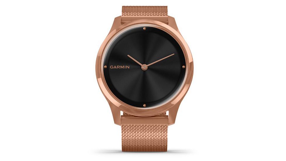 Garmin Vivomove 3 Luxe Hybrid Smartwatch w/Milanese Band, 18K Rose Gold/Black, 010-02241-04