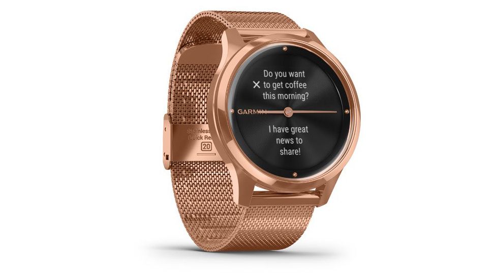 Garmin Vivomove 3 Luxe Hybrid Smartwatch w/Milanese Band, 18K Rose Gold/Black, 010-02241-04