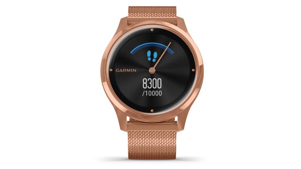 Garmin Vivomove 3 Luxe Hybrid Smartwatch w/Milanese Band, 18K Rose Gold/Black, 010-02241-04
