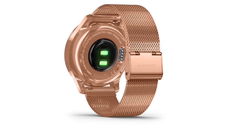 Garmin Vivomove 3 Luxe Hybrid Smartwatch w/Milanese Band, 18K Rose Gold/Black, 010-02241-04