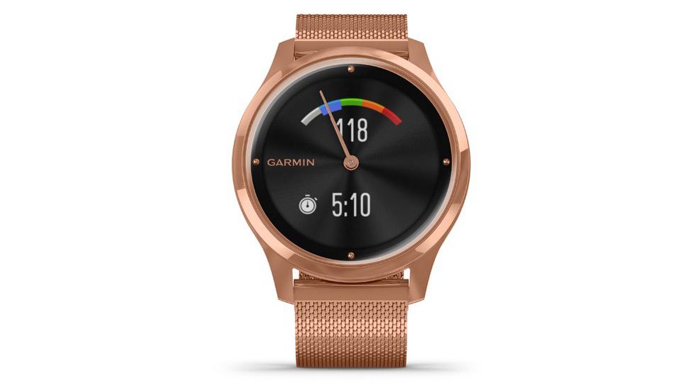 Garmin Vivomove 3 Luxe Hybrid Smartwatch w/Milanese Band, 18K Rose Gold/Black, 010-02241-04
