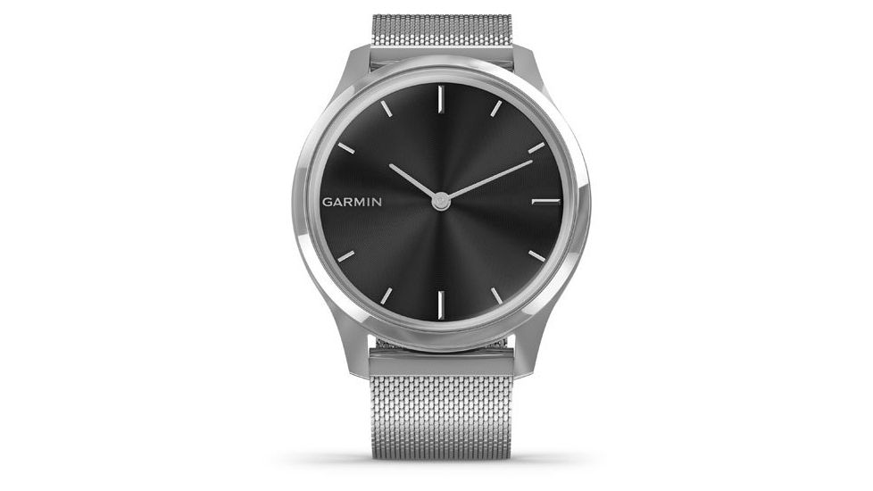 Garmin Vivomove 3 Luxe Hybrid Smartwatch w/Milanese Band, Silver/Black, 010-02241-03