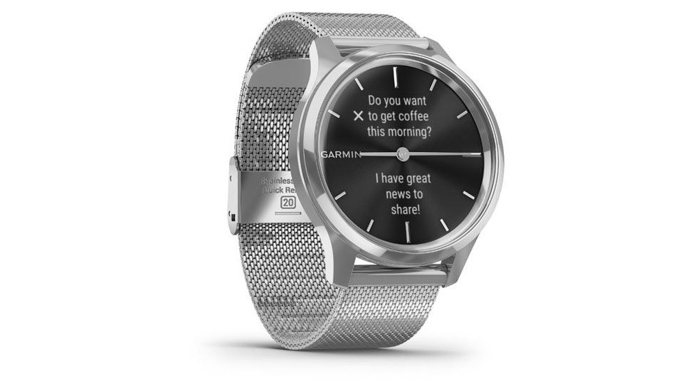 Garmin Vivomove 3 Luxe Hybrid Smartwatch w/Milanese Band, Silver/Black, 010-02241-03