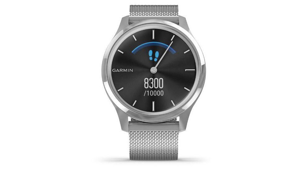 Garmin Vivomove 3 Luxe Hybrid Smartwatch w/Milanese Band, Silver/Black, 010-02241-03