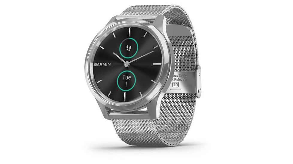 Garmin Vivomove 3 Luxe Hybrid Smartwatch w/Milanese Band, Silver/Black, 010-02241-03