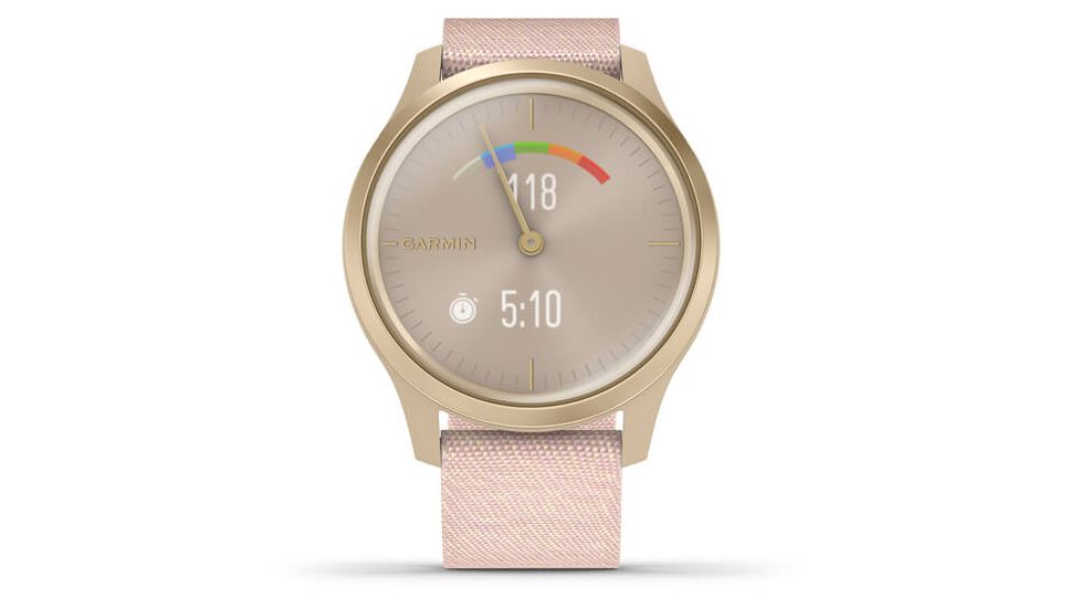 Garmin Vivomove 3 Style Hybrid Smartwatch w/Nylon Band, Blush Pink/Gold, Nylon, 010-02240-02