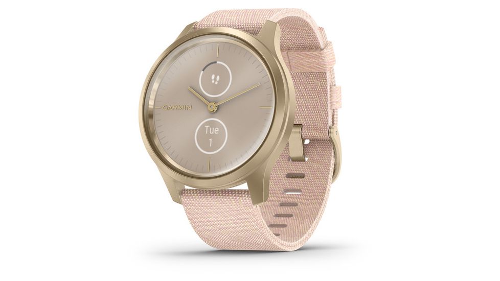 Garmin Vivomove 3 Style Hybrid Smartwatch w/Nylon Band, Blush Pink/Gold, Nylon, 010-02240-02