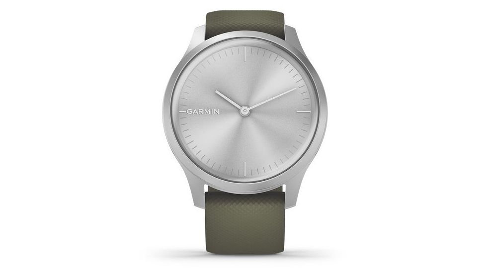 Garmin Vivomove 3 Style Hybrid Smartwatch w/Silicone Band, Moss Green/Silver, 010-02240-01
