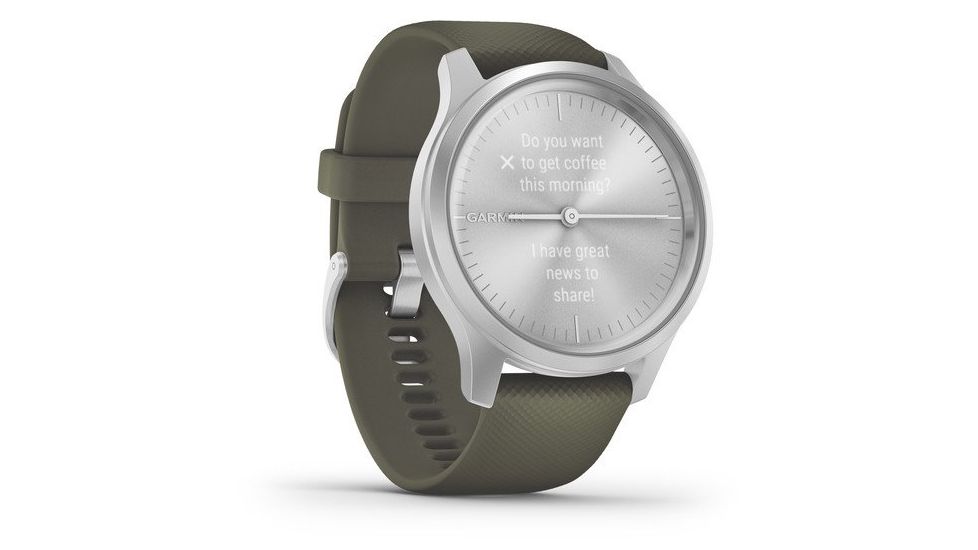 Garmin Vivomove 3 Style Hybrid Smartwatch w/Silicone Band, Moss Green/Silver, 010-02240-01