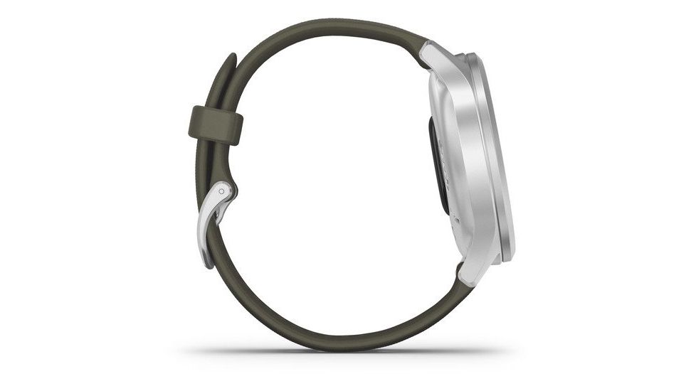 Garmin Vivomove 3 Style Hybrid Smartwatch w/Silicone Band, Moss Green/Silver, 010-02240-01