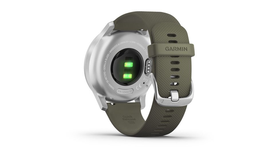 Garmin Vivomove 3 Style Hybrid Smartwatch w/Silicone Band, Moss Green/Silver, 010-02240-01