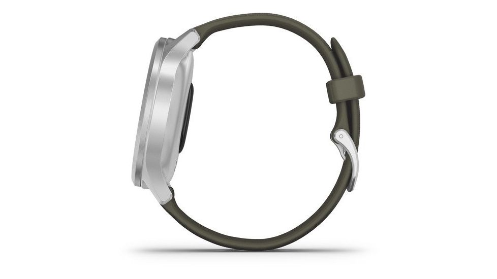 Garmin Vivomove 3 Style Hybrid Smartwatch w/Silicone Band, Moss Green/Silver, 010-02240-01