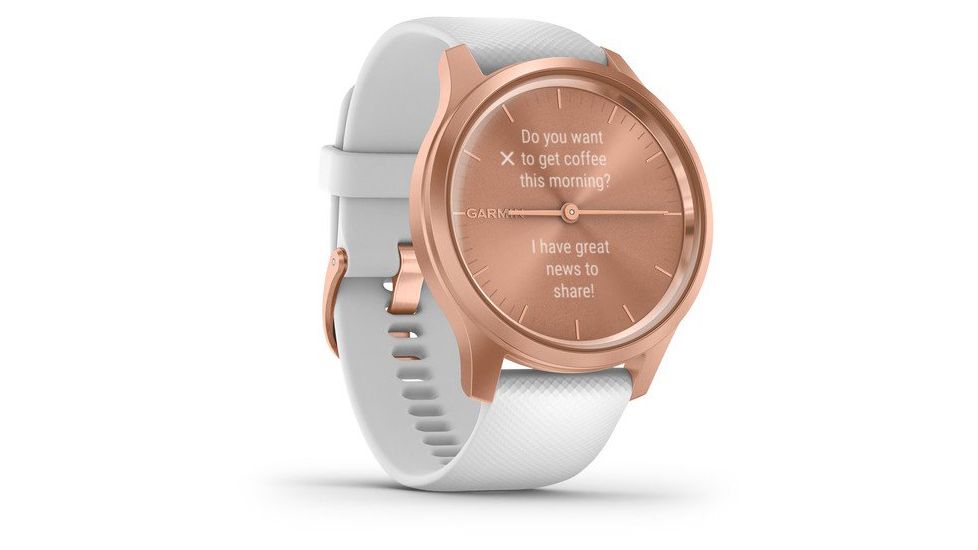 Garmin Vivomove 3 Style Hybrid Smartwatch w/Silicone Band, Rose Gold/White,, 010-02240-00