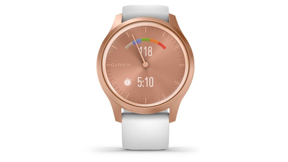 Garmin Vivomove 3 Style Hybrid Smartwatch w/Silicone Band, Rose Gold/White,, 010-02240-00