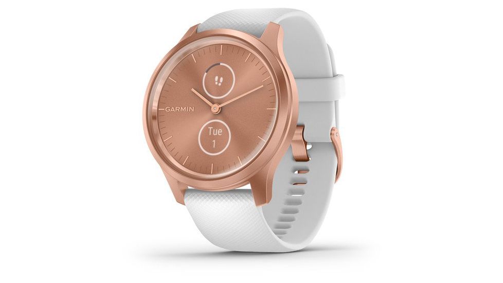 Garmin Vivomove 3 Style Hybrid Smartwatch w/Silicone Band, Rose Gold/White,, 010-02240-00