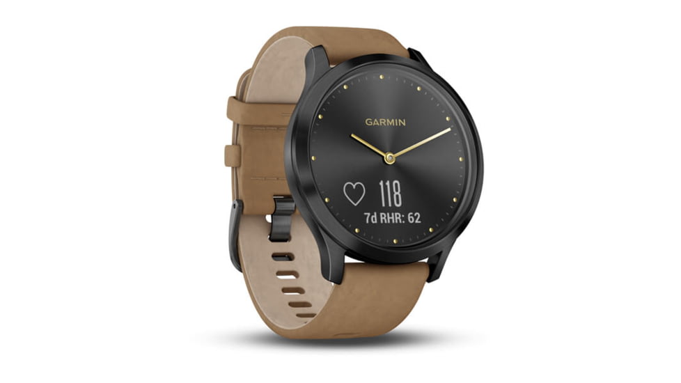 Garmin Vivomove HR, ENG, Premium, Black/Tan, One Size, 010-01850-10