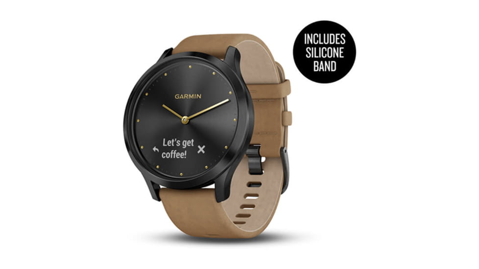 Garmin Vivomove HR, ENG, Premium, Black/Tan, One Size, 010-01850-10