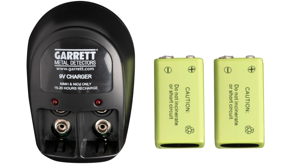 Garrett Recharger Kit for Garrett SuperWand and THD - 2 NiMH Batteries and 220 Volt Charger - European Standard 220v Outlet 1612100