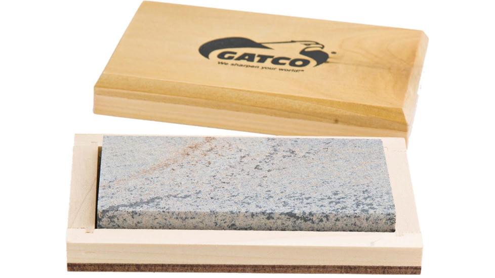 Gatco By Bear &amp; Son 100% Natural Soft Arkansas Stone In Wood Storage Box, 4in, 80040