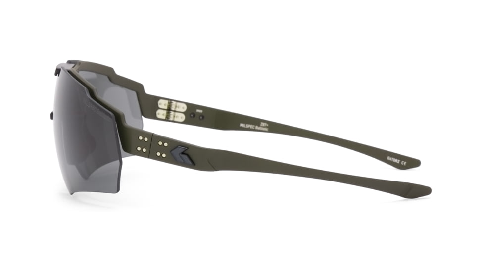 Gatorz Blastshield Sunglasses, Black Logo, OD Green Frame, Ballistic Smoke Lens, 841235126215