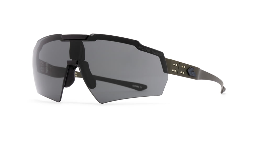 Gatorz Blastshield Sunglasses, Black Logo, OD Green Frame, Ballistic Smoke Lens, 841235126215