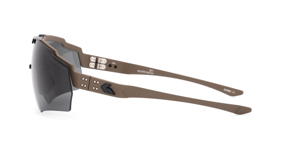 Gatorz Blastshield Sunglasses, Black Logo, TAN Frame, Balistic Smoke Lens, 841235126222