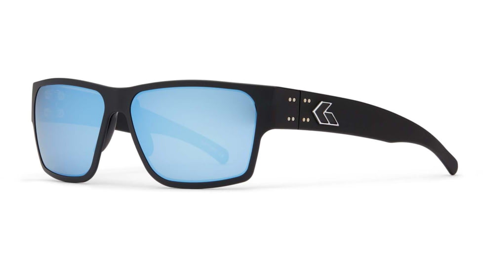 Gatorz Delta Sunglasses, Matte Black Frame, Smoked Polarized w/ Blue Mirror Lens, GDELMTBLK01P-B