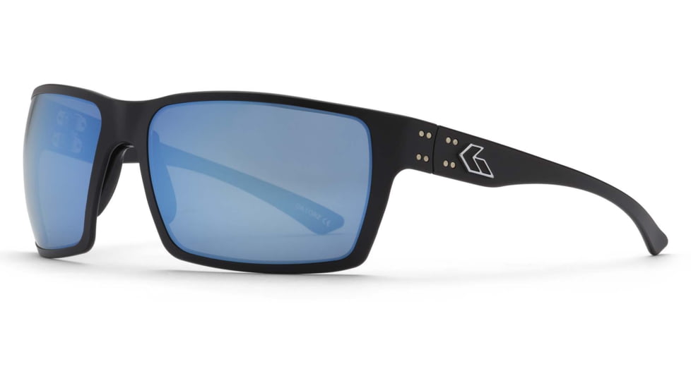 Gatorz Marauder Glasses, Smoke Polarized Lens w/Blue Mirror, Black, One Size, GZ-12-421