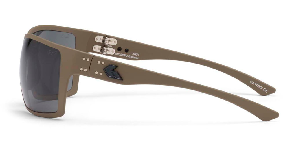 Gatorz Marauder Sunglasses, Tan Cerakote, MILSPEC Ballistic Smoke w/ Anti-Fog, w/ Black Logo, Tan, GZ-12-302