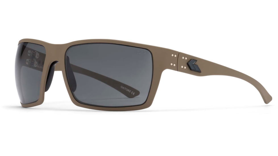 Gatorz Marauder Sunglasses, Tan Cerakote, MILSPEC Ballistic Smoke w/ Anti-Fog, w/ Black Logo, Tan, GZ-12-302