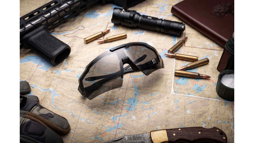 Gatorz Milspec Ballistic Z87.1 Sunglasses, Black Cerakote Frame, Smoke - Clear Array Lens, Blackout Logo, One Size, GZ-10-493