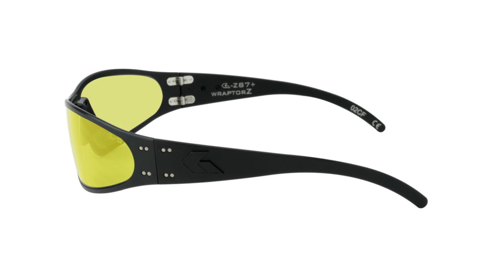 Gatorz Wraptor Ansi Z87.1 Sunglasses, Black Frame, Yellow Anti Fog Lens, WRAZBLK04A