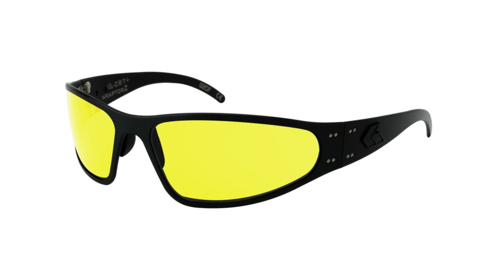 Gatorz Wraptor Ansi Z87.1 Sunglasses, Black Frame, Yellow Anti Fog Lens, WRAZBLK04A