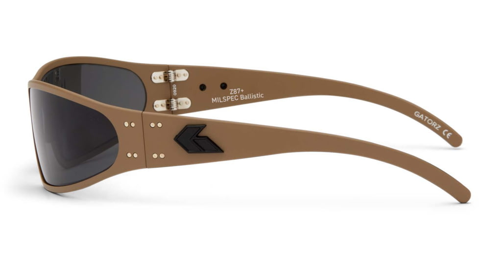 Gatorz Wraptor Milspec Ballistic Z87.1 Sunglasses,Cerakote Tan Frame, Smoke w/Anti-Fog Lens, GZ-02-302